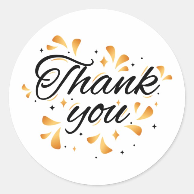 Rond Sparkling gold thank You Classic Round Sticker (Devant)