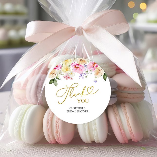 Rond Spring Floral Bridal Shower Thank You Sticker (Créateur téléchargé)