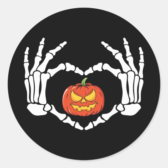 Rond Squelette Mains avec Sticker Citrouille (Devant)