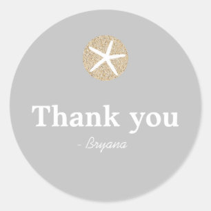 Rond Starfish Sand Dollar Beach Wedding Favor Sticker