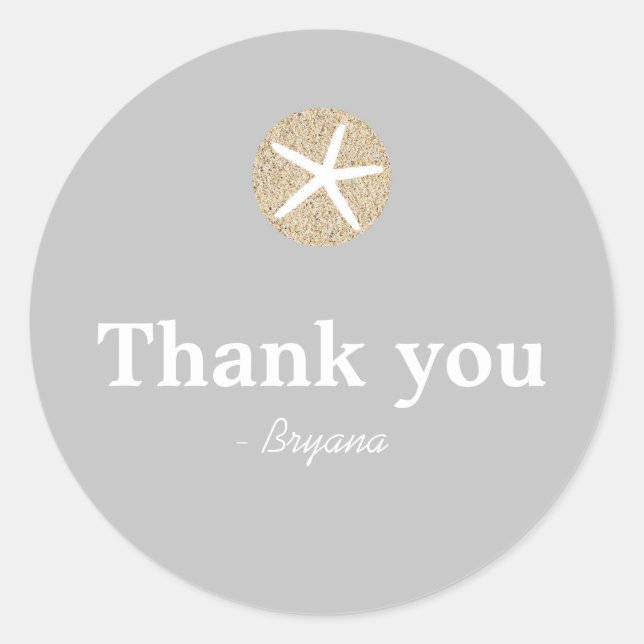 Rond Starfish Sand Dollar Beach Wedding Favor Sticker (Devant)