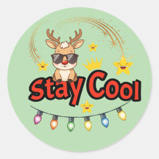 Rond Stay Cool Christmas Reindeer Sticker