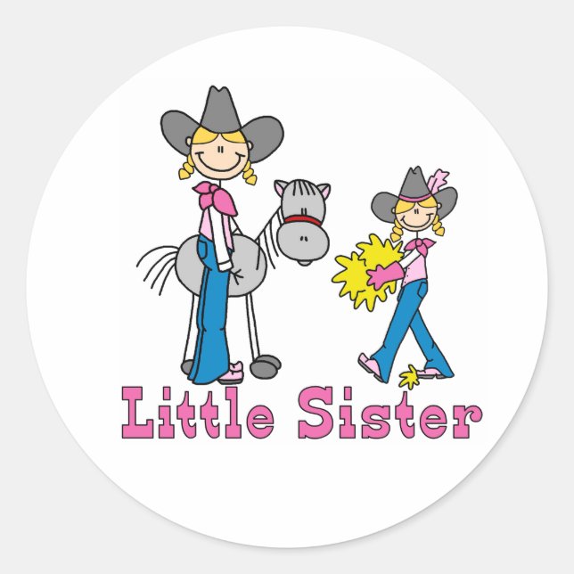 Rond Stick Cowgirls Little Sister Classic Round Sticker (Devant)