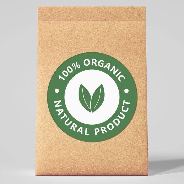 Rond Sticker 100% bio, produit naturel (100% Organic, Natural Product Sticker)