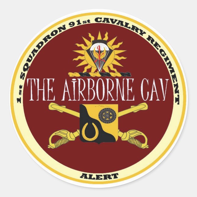 Rond Sticker - 1-91e Airborne Cav (Devant)