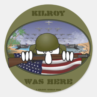 Rond Sticker 2ème guerre mondiale Kilroy