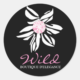 Rond Sticker 311 Wild Zebra Flower Black
