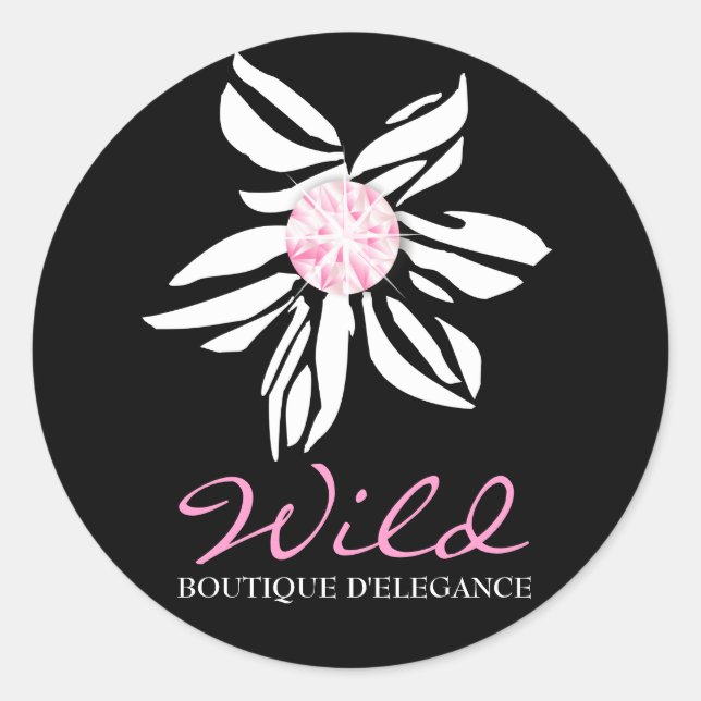 Rond Sticker 311 Wild Zebra Flower Black (Devant)