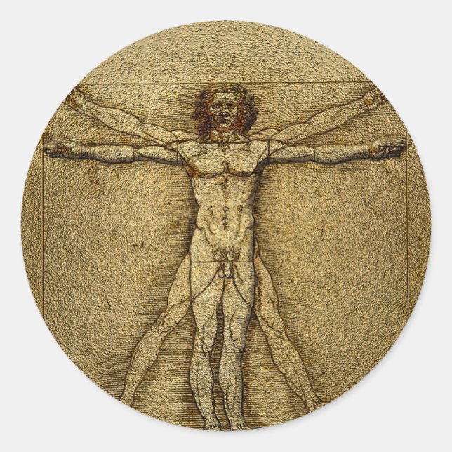 Rond Sticker 3D Renaissance Vitruvian Man (Devant)