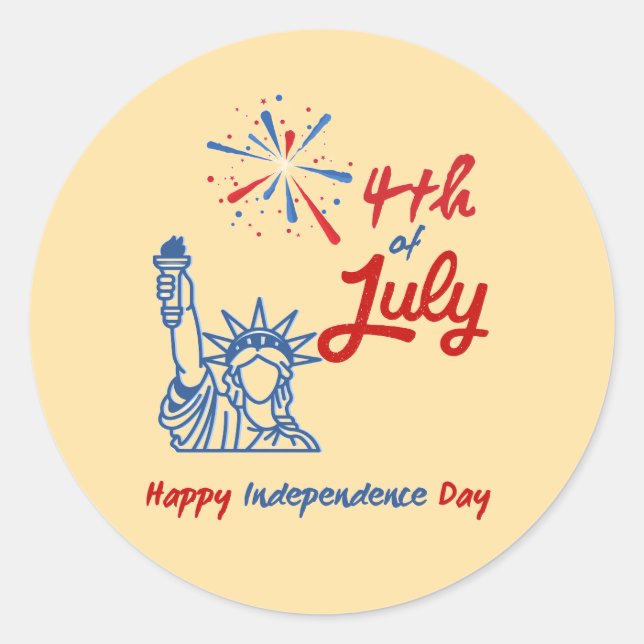 Rond Sticker 4 juillet-Happy Independence Day Round (Devant)