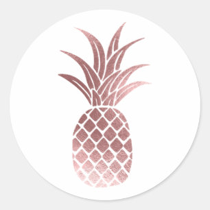 Rond Sticker à ananas Rose en or Faux