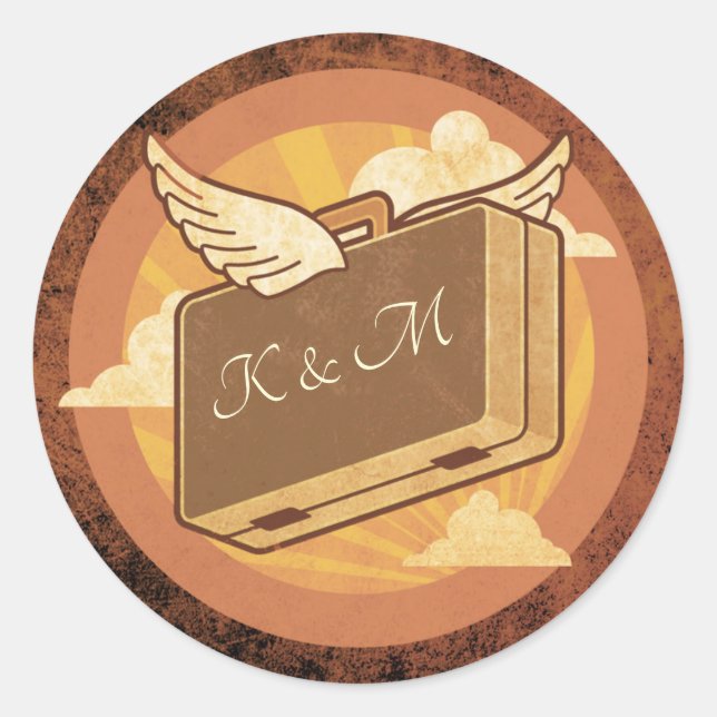 Rond Sticker à bagages monogramme de destination vintag (Devant)