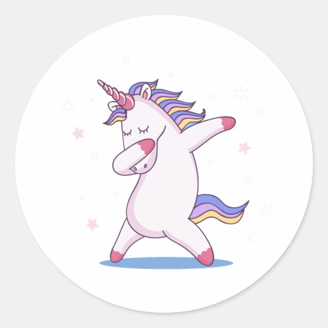 Rond Sticker à baguette unique en forme de licorne (Devant)