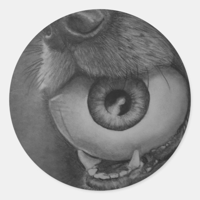 Rond Sticker à balle de chien et d'oeil (Devant)