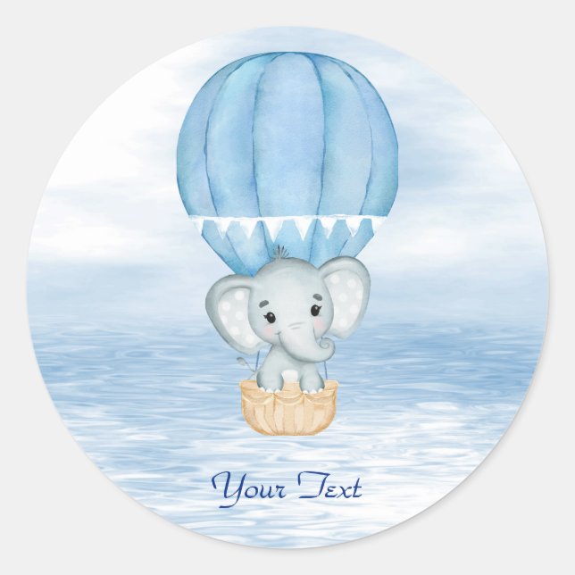 Rond Sticker à ballon à air chaud Blue Elephant (Devant)