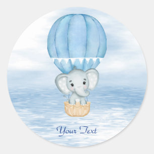 Rond Sticker à ballon à air chaud Blue Elephant