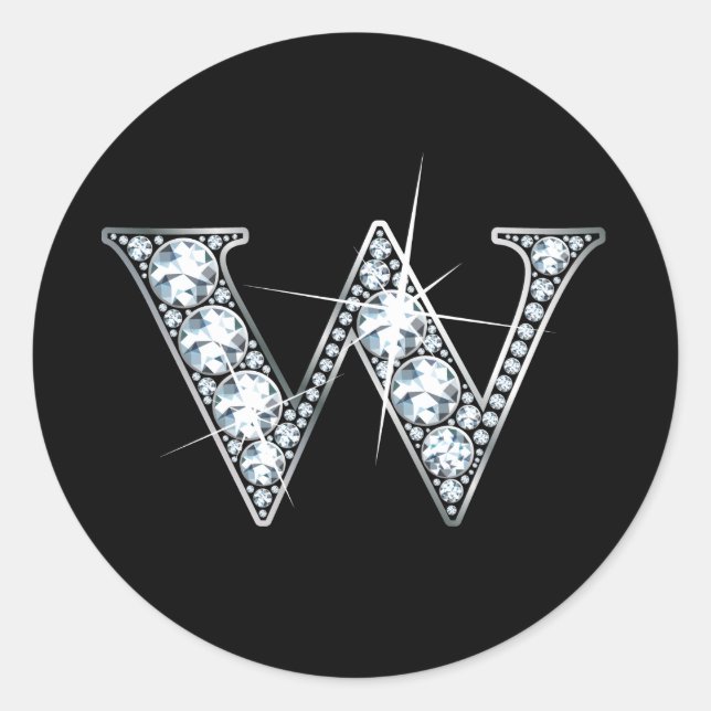 Rond Sticker à bille de diamant "W" (Devant)