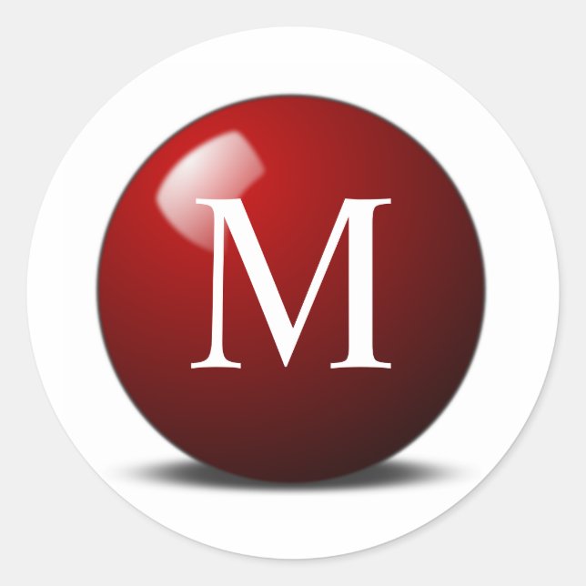 Rond Sticker à bille rouge monogramme personnalisé (Devant)