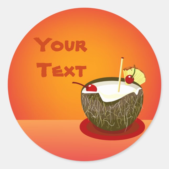 Rond Sticker à boisson à la noix de coco de la fête tro (Devant)