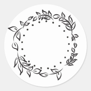 Rond Sticker à cadre circulaire feuille