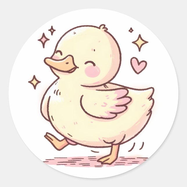 Rond Sticker à canard mou - Design animal adorable (Devant)