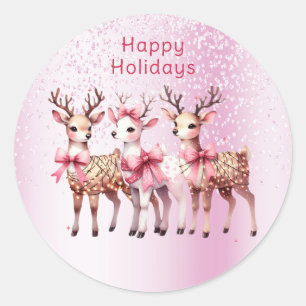 Rond Sticker à cerfs de Noël