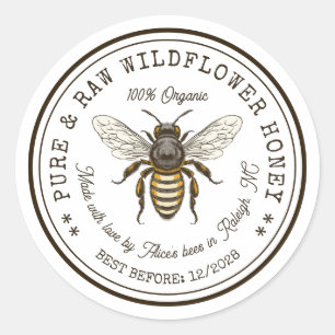 Rond sticker à chaudière au miel avec abeille