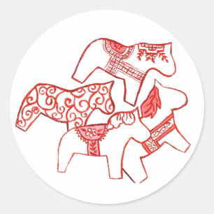 Rond Sticker à cheval rouge et blanc