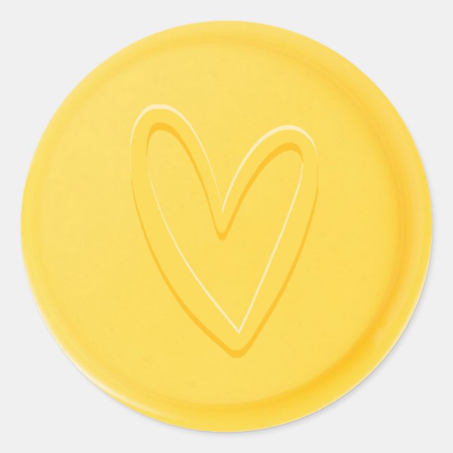 Rond Sticker à cire jaune coeur d'amour (Devant)