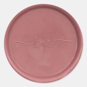 Rond Sticker à cire Vintage initial cursif Rose