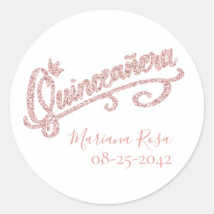 Rond Sticker à couronne Quinceanera Parties scintillant