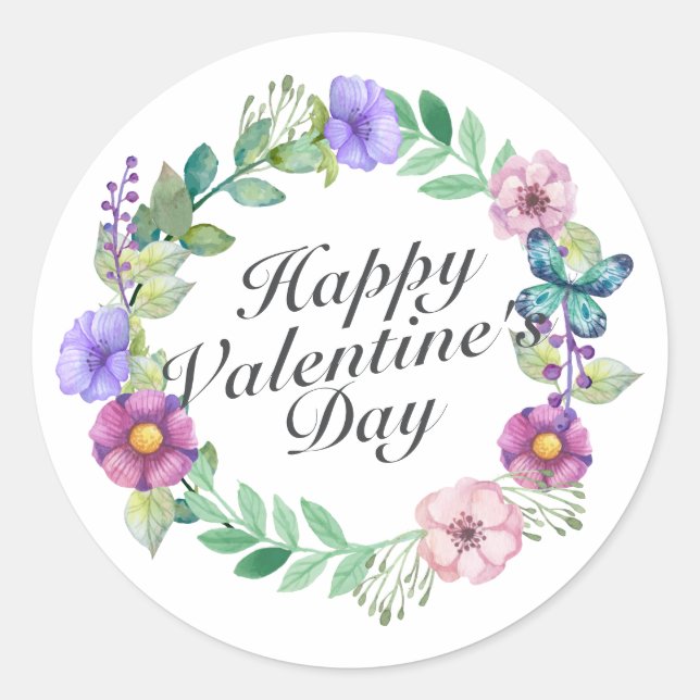 Rond Sticker à couronnes florales de la Saint-Valentin (Devant)