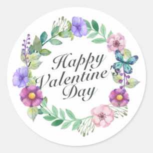 Rond Sticker à couronnes florales pour la Saint-Valent