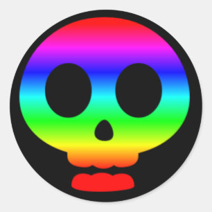 Rond Sticker à crâne arc-en-ciel deux