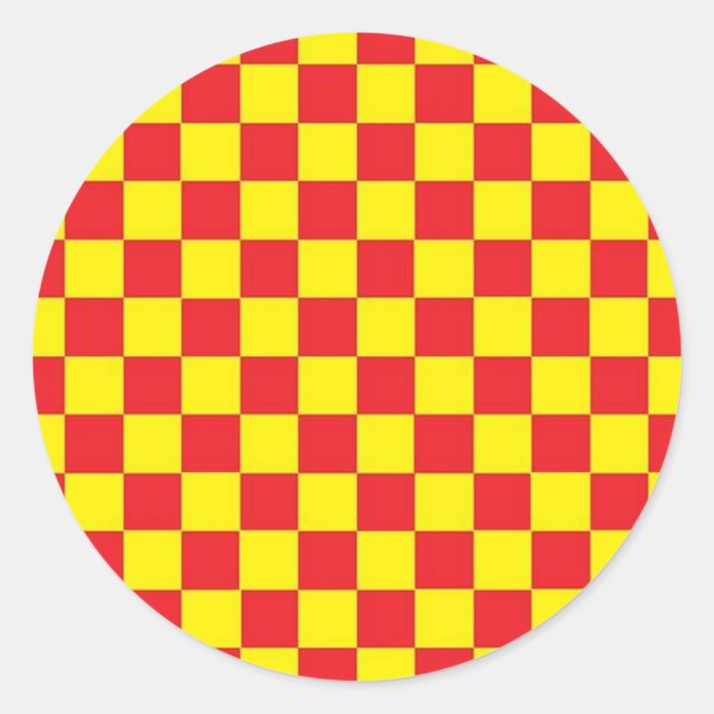 Rond STICKER À damiers rouge et jaune (Devant)