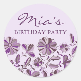 Rond Sticker à éclats floraux violets