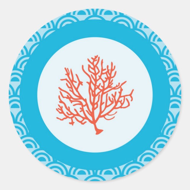 Rond Sticker à enveloppe de corail rouge (Devant)