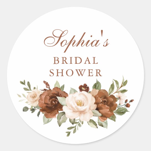 Rond Sticker à Enveloppe de Phoque Floral Rust (Devant)