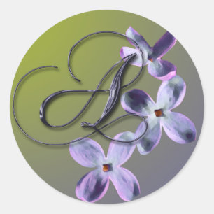 Rond Sticker à enveloppe Lilac Monogramme
