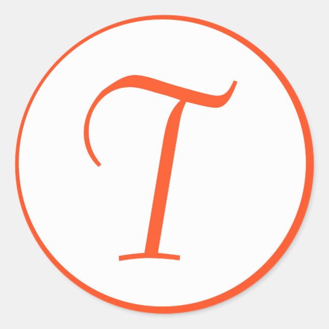 Rond Sticker à enveloppe monogramme orange Tangerine (Devant)