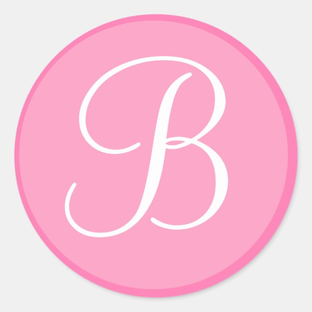 Rond Sticker à enveloppe monogramme rose et blanc (Devant)
