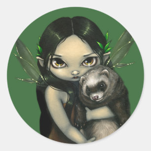 Rond Sticker "A Ferret and His Fairy"