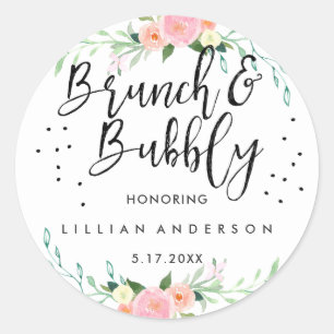 Rond Sticker à Fête des mariées à brunch floral et à bu