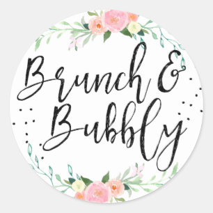 Rond Sticker à Fête des mariées de Brunch et Bubbly Flo