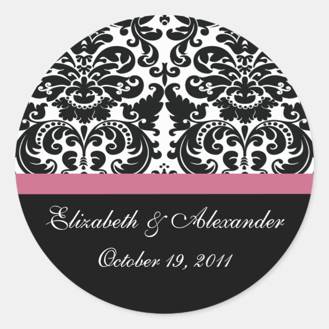 Rond Sticker à Fête des mariées rose Damask Honeysuckie (Devant)