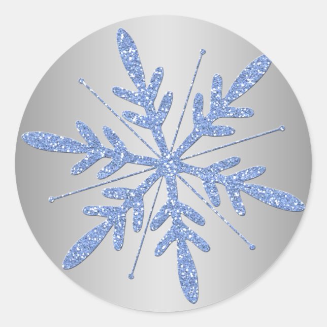 Rond Sticker à flacons de neige bleu et argent (Devant)