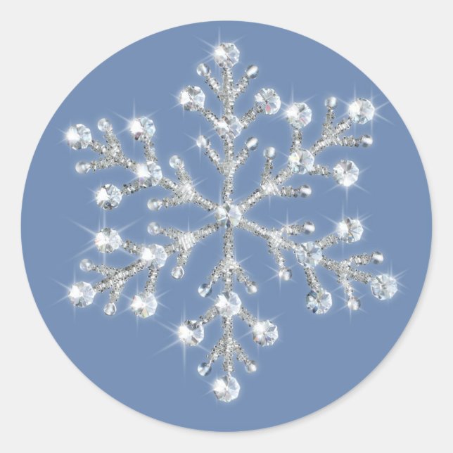 Rond Sticker à flake de neige en cristal d'hiver (Devant)