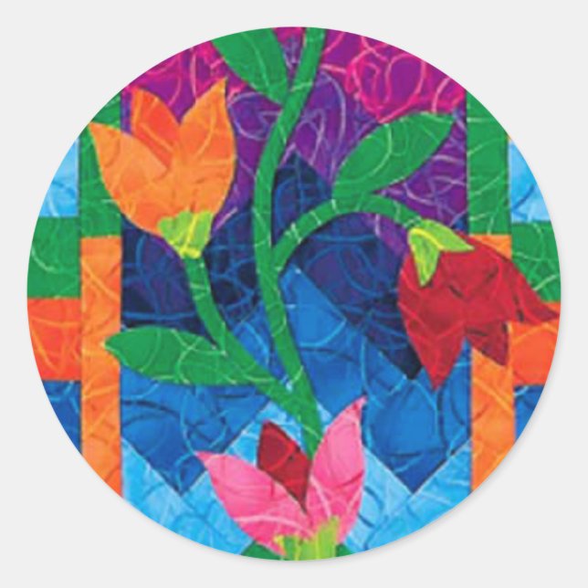 Rond Sticker à fleurs courbées (Devant)