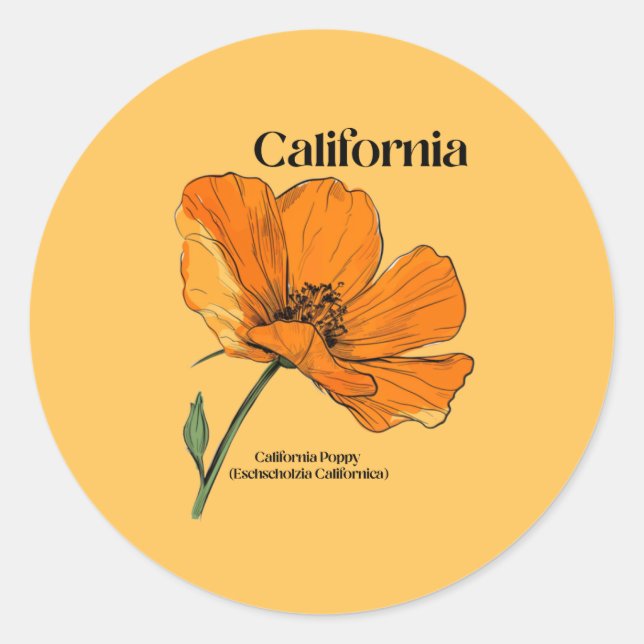 Rond Sticker à fleurs de Californie (Devant)