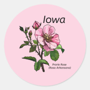 Rond Sticker à fleurs de l'État de l'Iowa